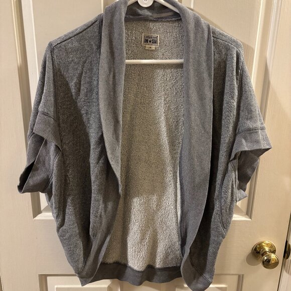 Converse One Star Women's Open Front Short Sleeve Gray Cardigan ~ Medium - Picture 1 of 4